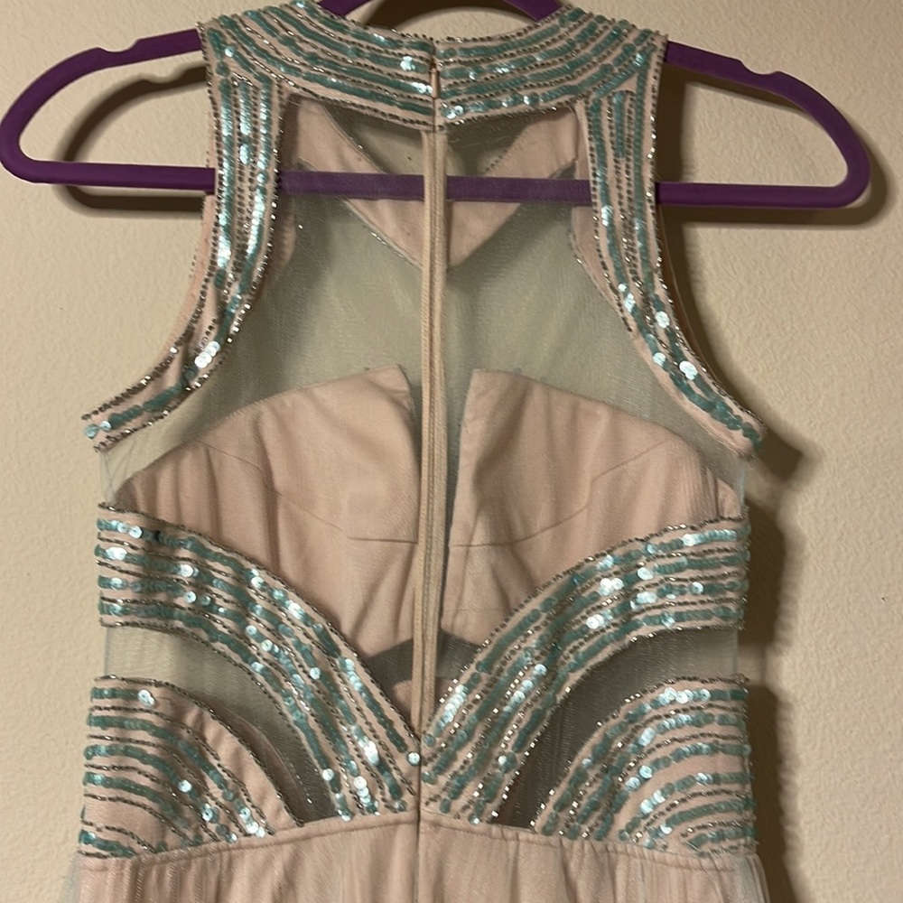 New Mignon Evening dress Sequined Tulle Aqua Blue $499 - Picture 7 of 12